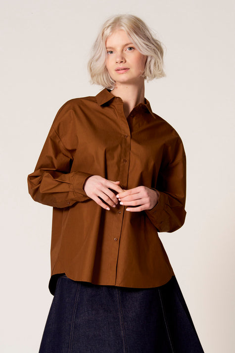 Blouse met lange mouwen - bruin
