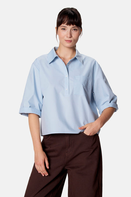 Blouse à manches 3/4 - bleu
