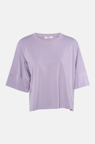 Paars T-shirt met korte mouwen van Clouds of Fashion, met rechte pasvorm en korte, uitlopende mouwen.