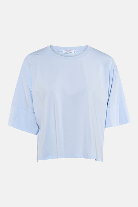 Blauw T-shirt met korte mouwen van Clouds of Fashion, met rechte pasvorm.