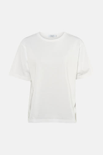 T-shirt blanc à manches courtes de Clouds of Fashion, uni et de coupe classique.