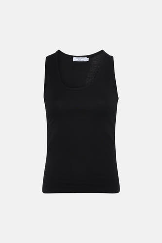 Zwarte singlet van Clouds of Fashion, een effen basisitem met een ronde hals.