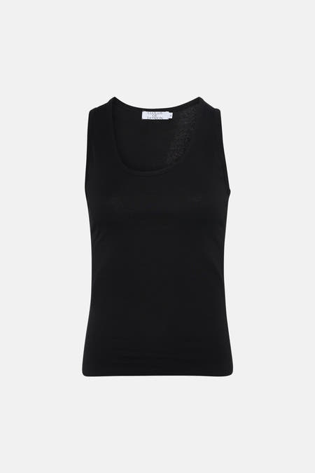 Zwarte singlet van Clouds of Fashion, een effen basisitem met een ronde hals.