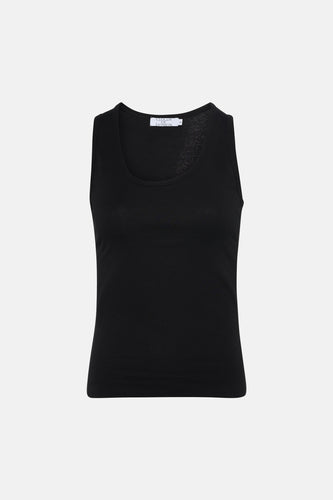 Zwarte singlet van Clouds of Fashion, een effen basisitem met een ronde hals.