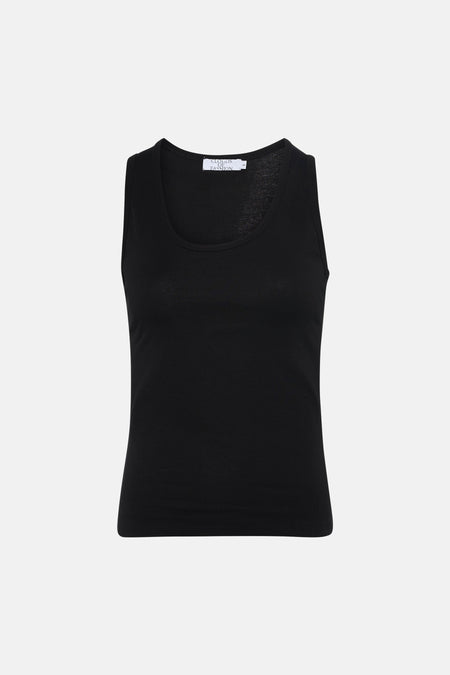 Zwarte singlet van Clouds of Fashion, een effen basisitem met een ronde hals.