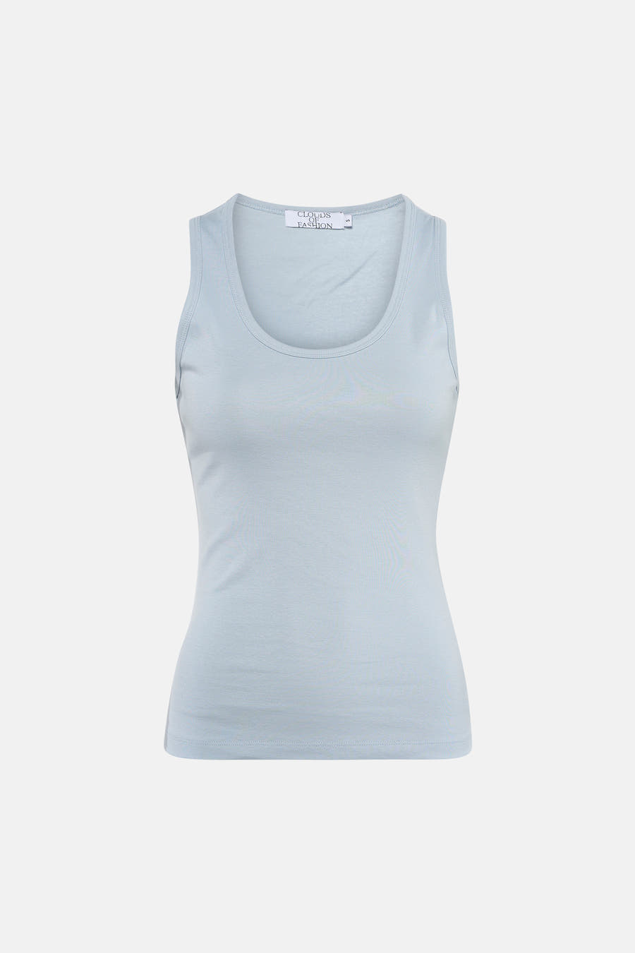 Blauwe singlet van Clouds of Fashion, effen en met een ronde halslijn.