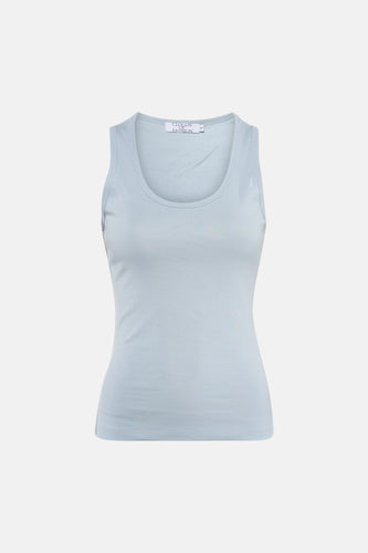 Blauwe singlet van Clouds of Fashion, effen en met een ronde halslijn.