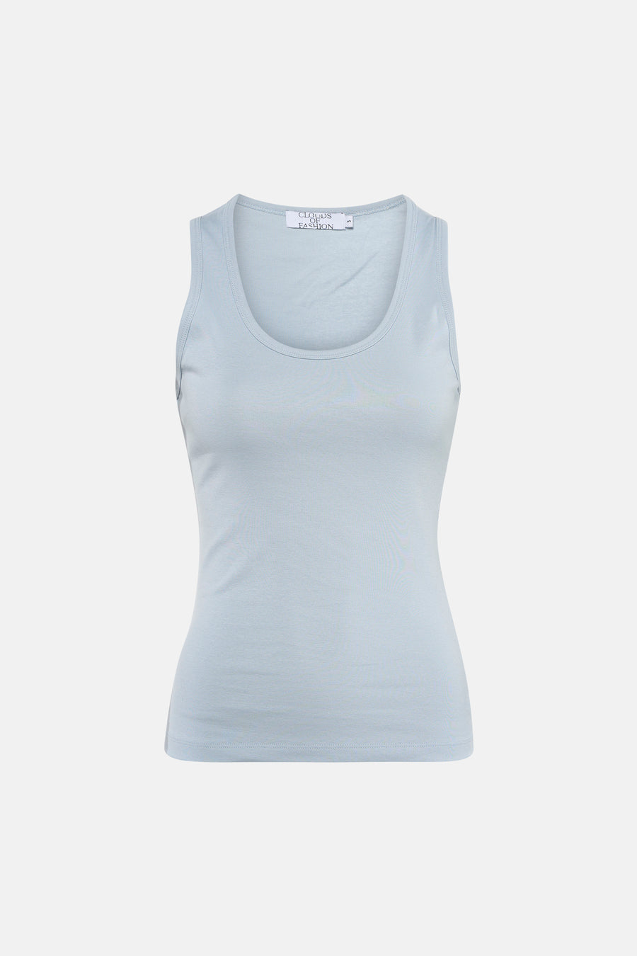 Blauwe singlet van Clouds of Fashion, effen en met een ronde halslijn.
