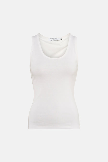 Witte singlet van Clouds of Fashion, met een gladde textuur en een ronde halslijn.