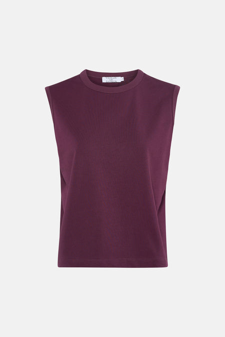 Paarse singlet van Clouds of Fashion, mouwloos model met een ronde hals.