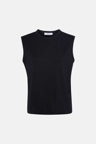 Zwarte singlet van Clouds of Fashion, mouwloos en met een ronde hals.