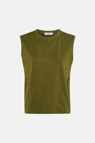 Groene singlet van Clouds of Fashion, mouwloos model met een ronde hals.