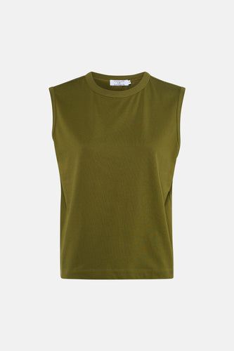 Groene singlet van Clouds of Fashion, mouwloos model met een ronde hals.