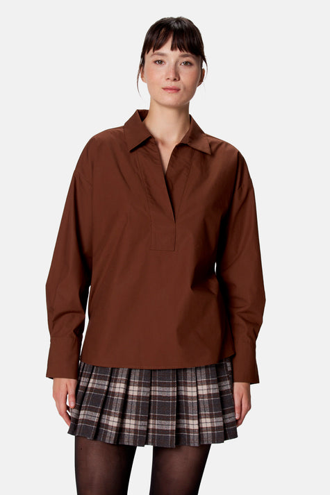 Blouse met lange mouwen - bruin