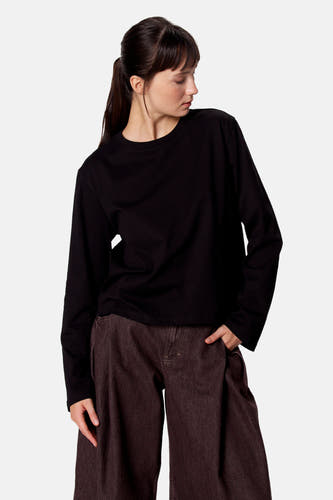 Top uni manche longue noir - Clouds of Fashion