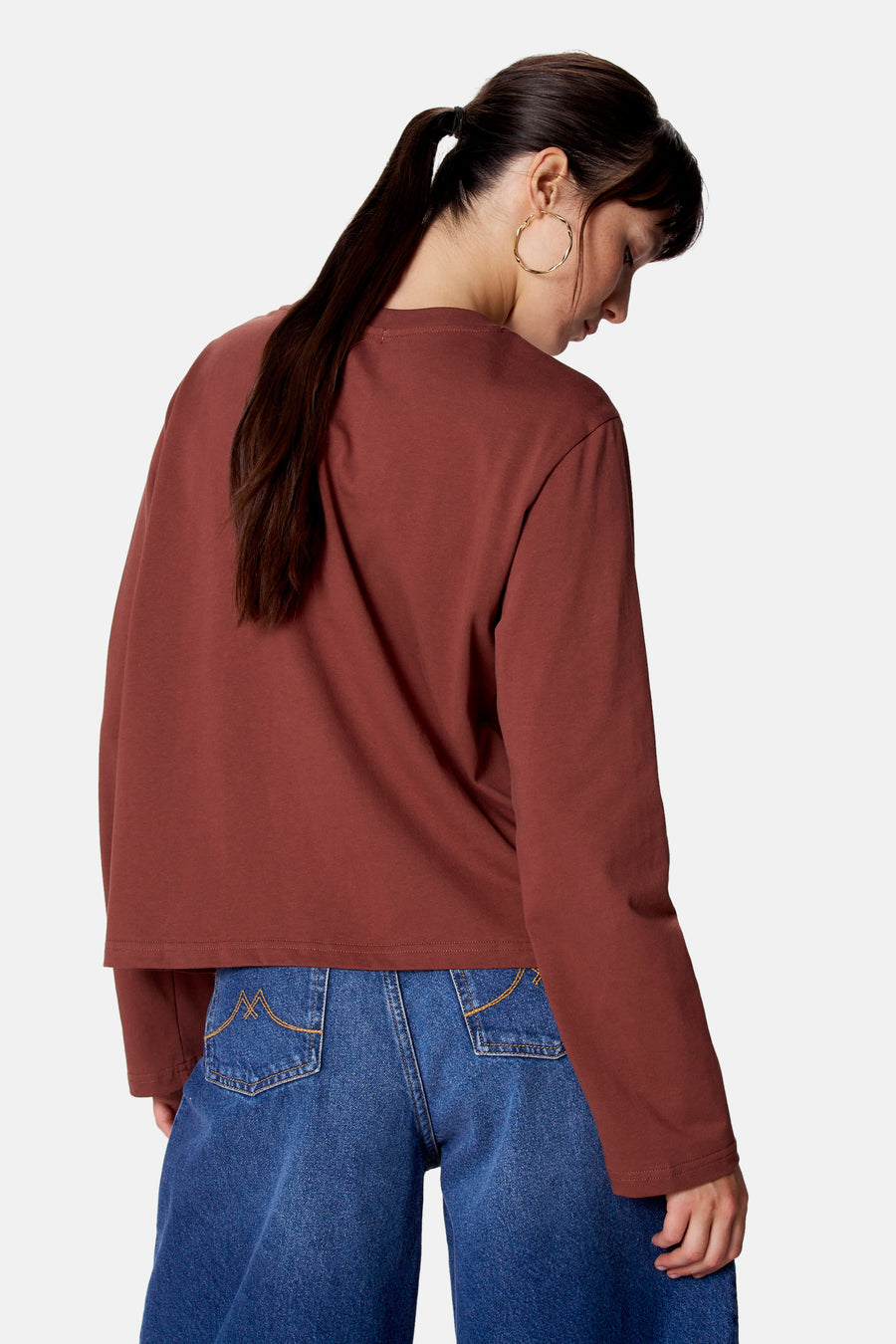 Top uni manche longue brun - Clouds of Fashion