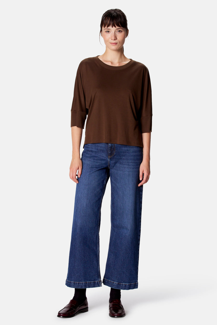 Top (korte mouwen) bruin - Clouds of Fashion