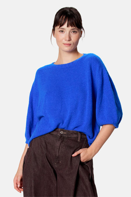 Pull met korte mouwen - blauw