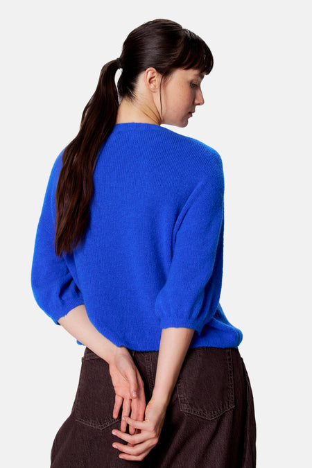 Pull met korte mouwen - blauw