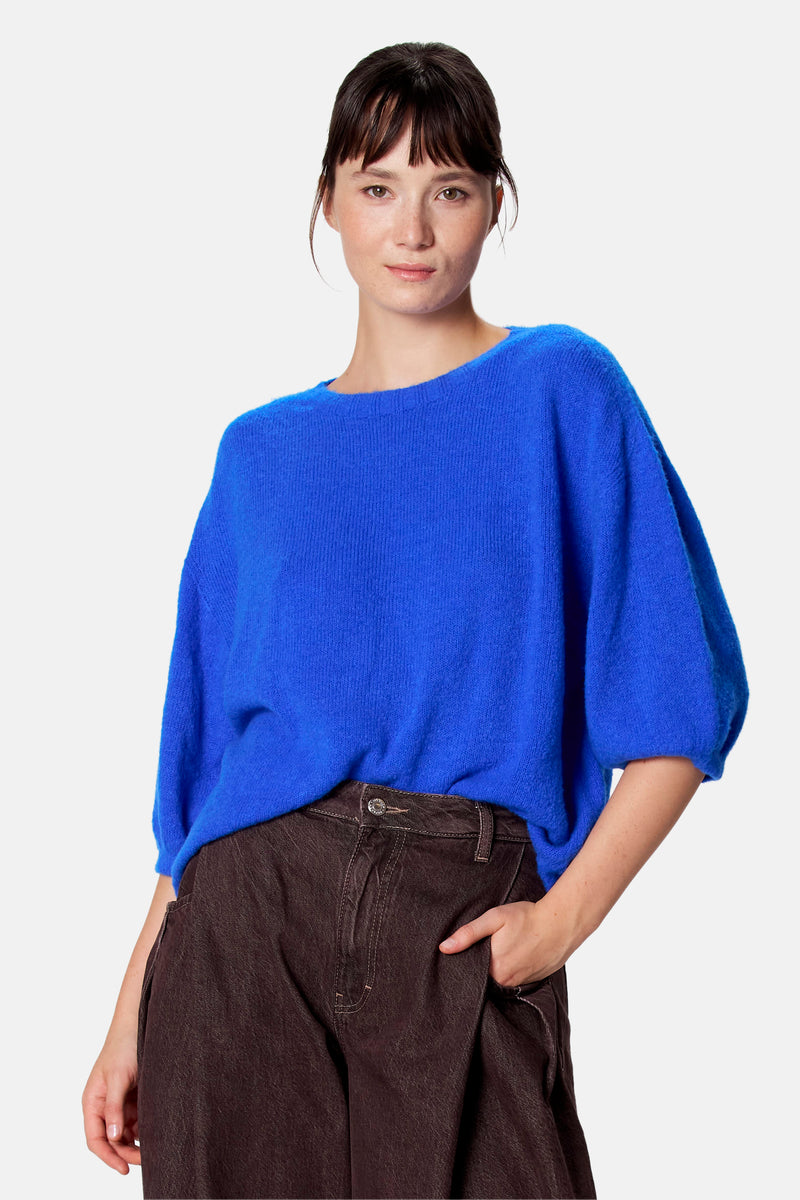 Pull met korte mouwen - blauw