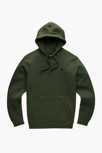 Hoodie vert de G-Star RAW avec des cordes et un sac à dos kangourou à l'avant.