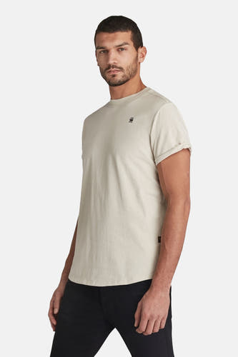 T-shirt écru à manches courtes de G-Star RAW, avec manches retroussées et un petit logo sur la poitrine.