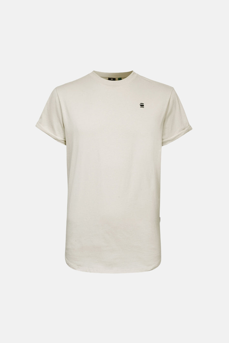 Ecru T-shirt met korte mouwen van G-Star RAW, met opgerolde mouwen en een klein logo op de borst.