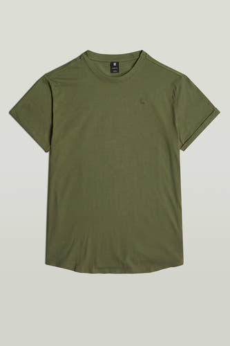 Groen T-shirt van G-Star RAW, met korte mouwen en omgeslagen mouwuiteinden.