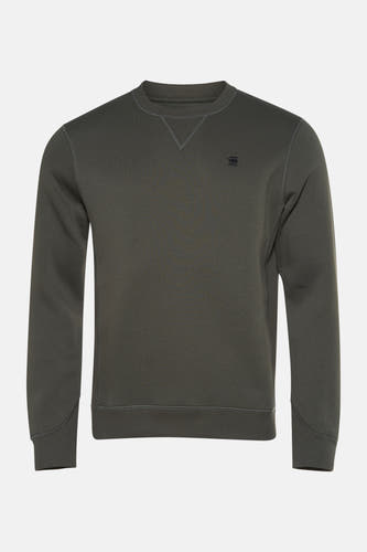 Groene sweater met ronde hals van G-Star RAW, met fijne stiksels en een logo op de borst.
