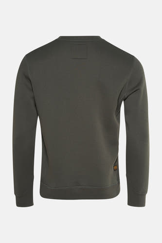Groene sweater van G-Star RAW, met lange mouwen en een ronde hals, gezien vanaf de achterkant.