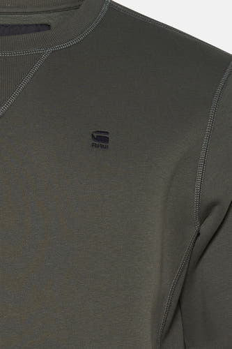 Groene sweater van G-Star RAW, met een kleine logo borduring op de borst en decoratieve stiksels.