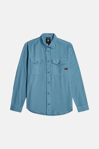 Blauw overhemd met lange mouwen van G-Star RAW, met twee borstzakken en knoopsluiting.