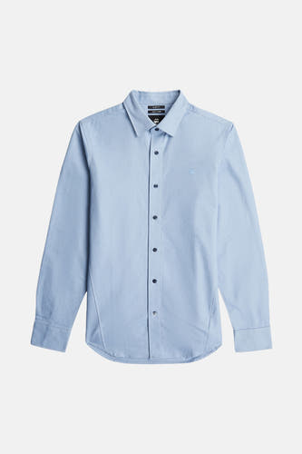 Blauw overhemd met lange mouwen van G-Star RAW, met knoopsluiting en subtiel logo op de borst.