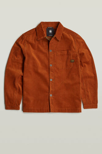 Bruin corduroy overhemd van G-Star RAW, met lange mouwen, knoopsluiting en een opgestikte zak.