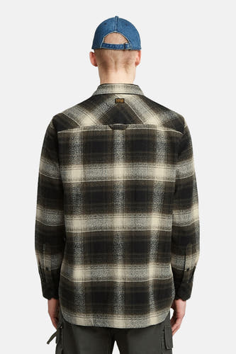 Veste verte de G-Star RAW avec un motif à carreaux, des manches longues et un col.