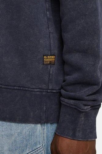 Blauwe sweater van G-Star RAW, met ribgebreide boorden en een vintage wassing.