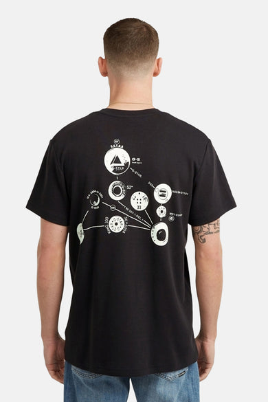 Zwart T-shirt met korte mouwen van G-Star RAW, met witte grafische print op de rug.