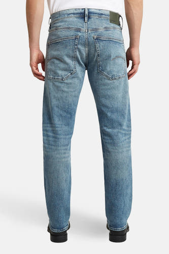 Blauwe tapered jeans van G-Star RAW, met denim textuur en achterzakken.