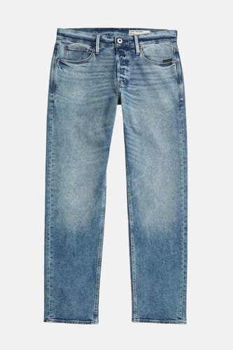 Jeans fuselés en denim bleu de G-Star RAW, avec un délavage stone wash et une fermeture à boutons.