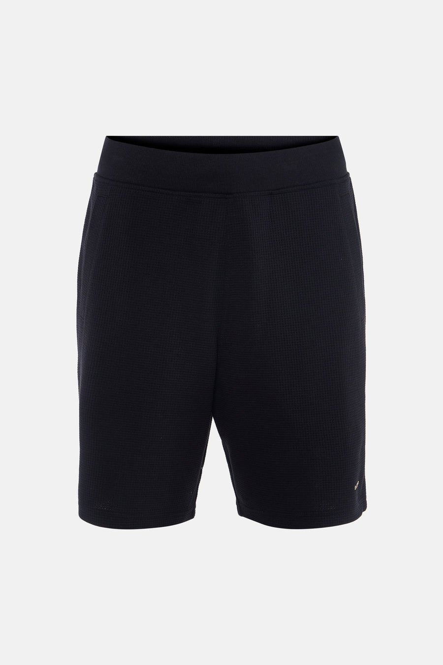 Short noir G-Star RAW à texture gaufrée, taille côtelée et petit logo sur la jambe droite.
