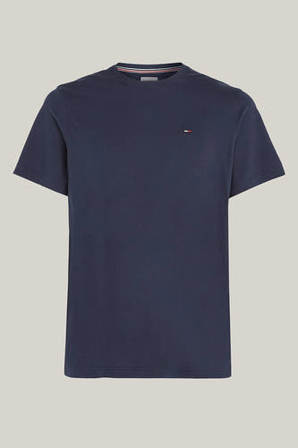 Blauw T-shirt van TOMMY JEANS, met korte mouwen en een klein logo op de borst.