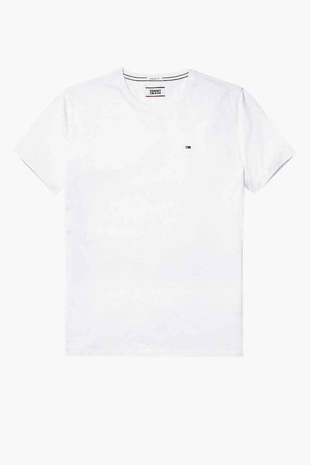 Wit T-shirt van TOMMY JEANS, effen ontwerp met een klein logo op de borst.