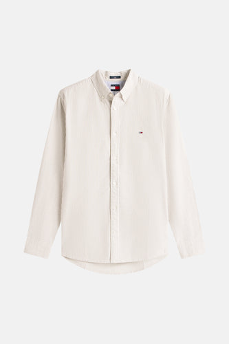 Gestreept beige corduroy overhemd van Tommy Hilfiger.