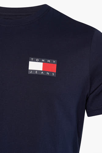 Blauw T-shirt met korte mouwen van TOMMY JEANS, met logo op de borst.