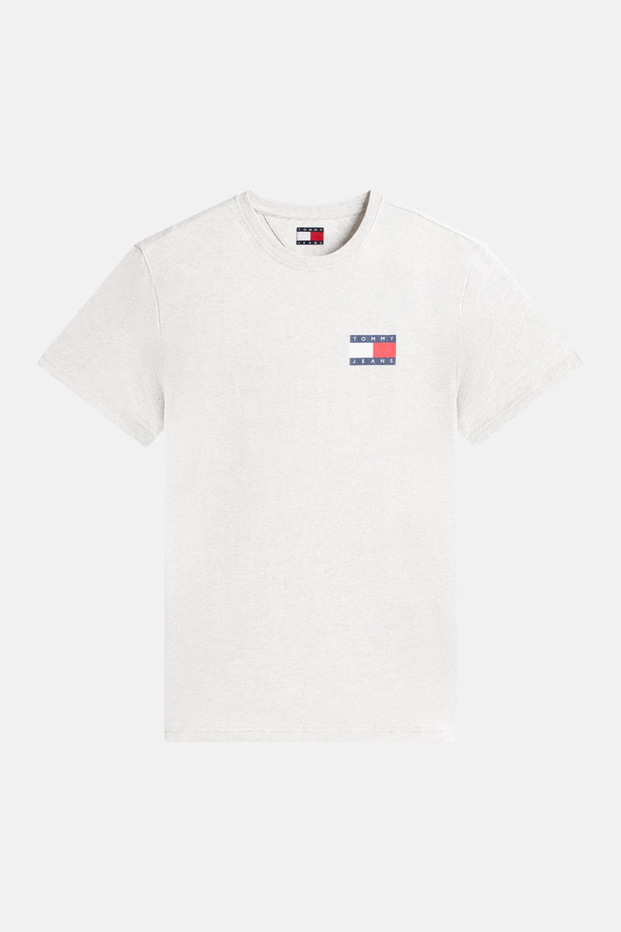 T-shirt gris à manches courtes Tommy Jeans, avec petit logo sur la poitrine.