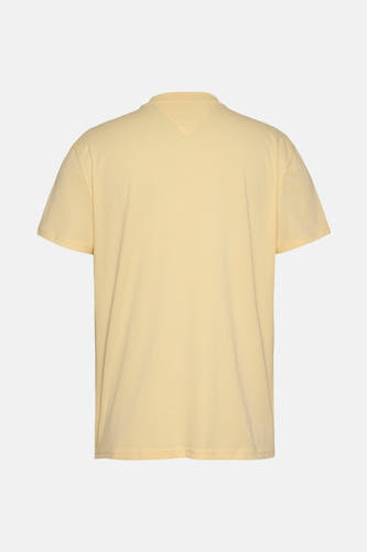 Geel T-shirt met korte mouwen van TOMMY JEANS, achteraanzicht met een effen design.