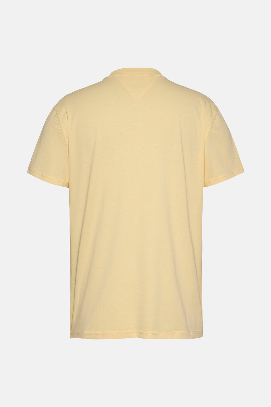 Geel T-shirt met korte mouwen van TOMMY JEANS, achteraanzicht met een effen design.