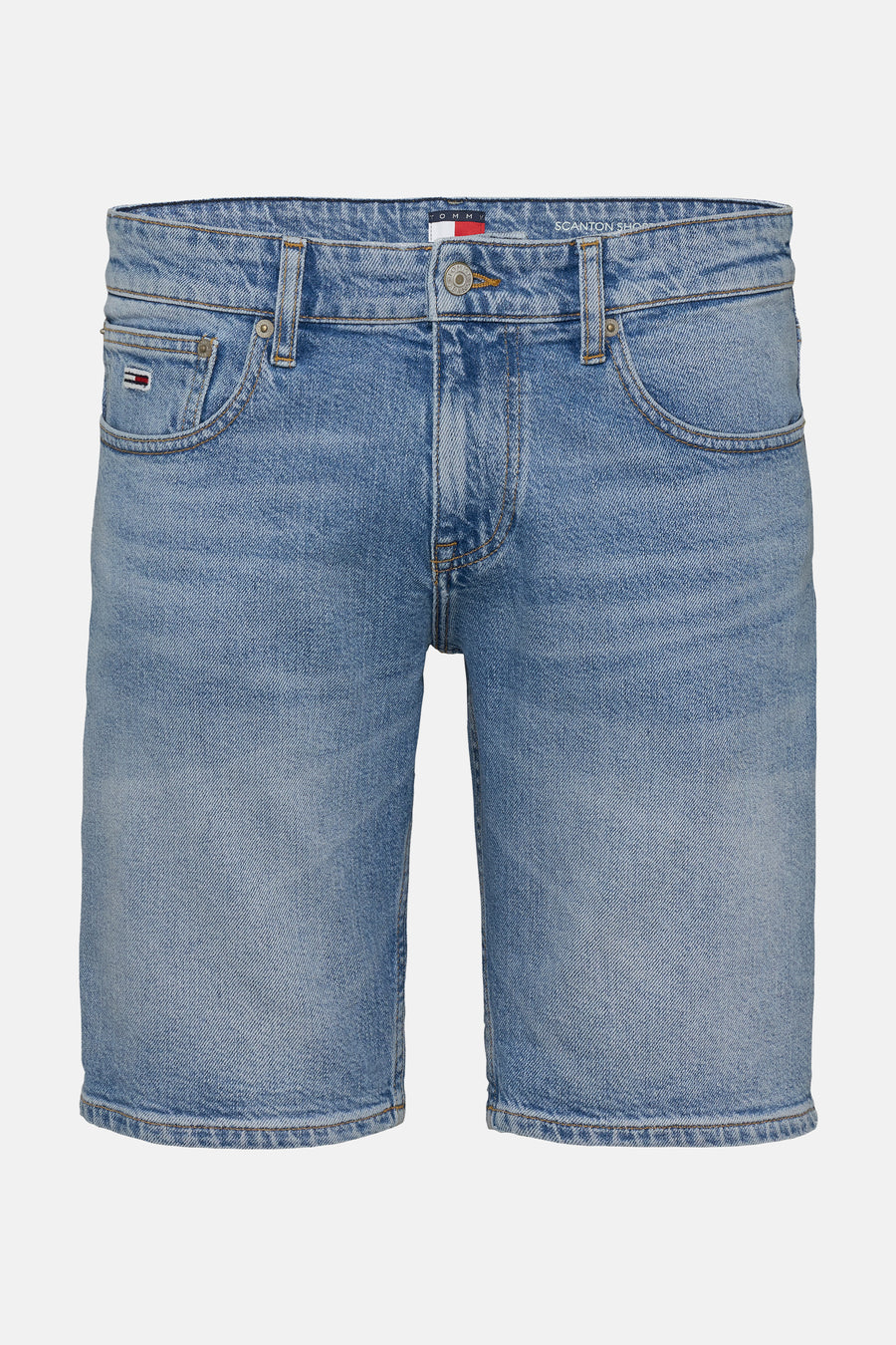 Lichtblauwe jeansshort van denim van TOMMY JEANS, met zakken en een knoopsluiting.