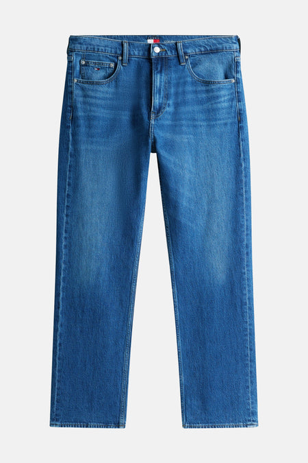Jeans straight van donkerblauw denim van TOMMY JEANS, klassieke wassing, rechte pijpen.