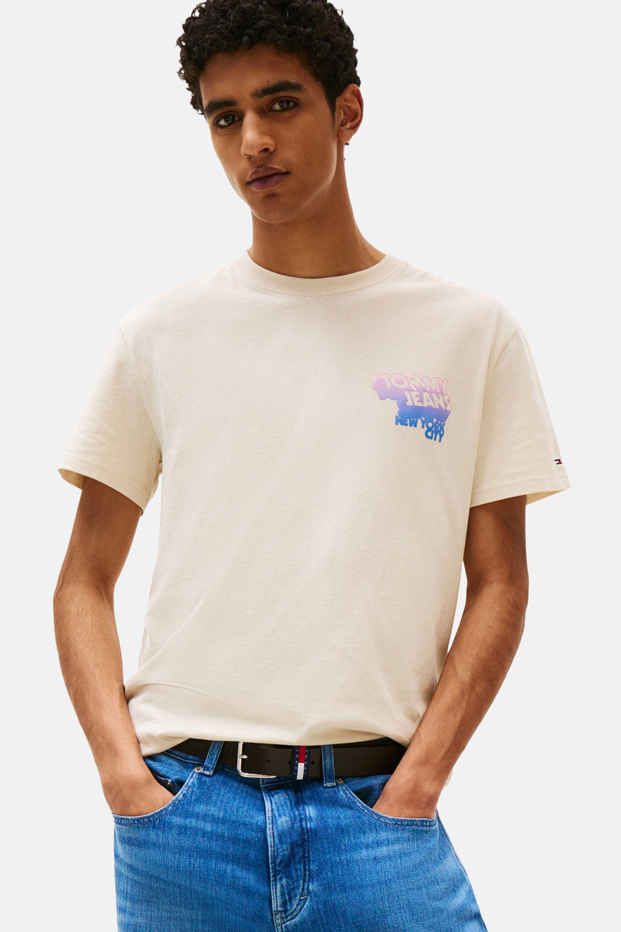 T-shirt à manches courtes - beige - TOMMY JEANS